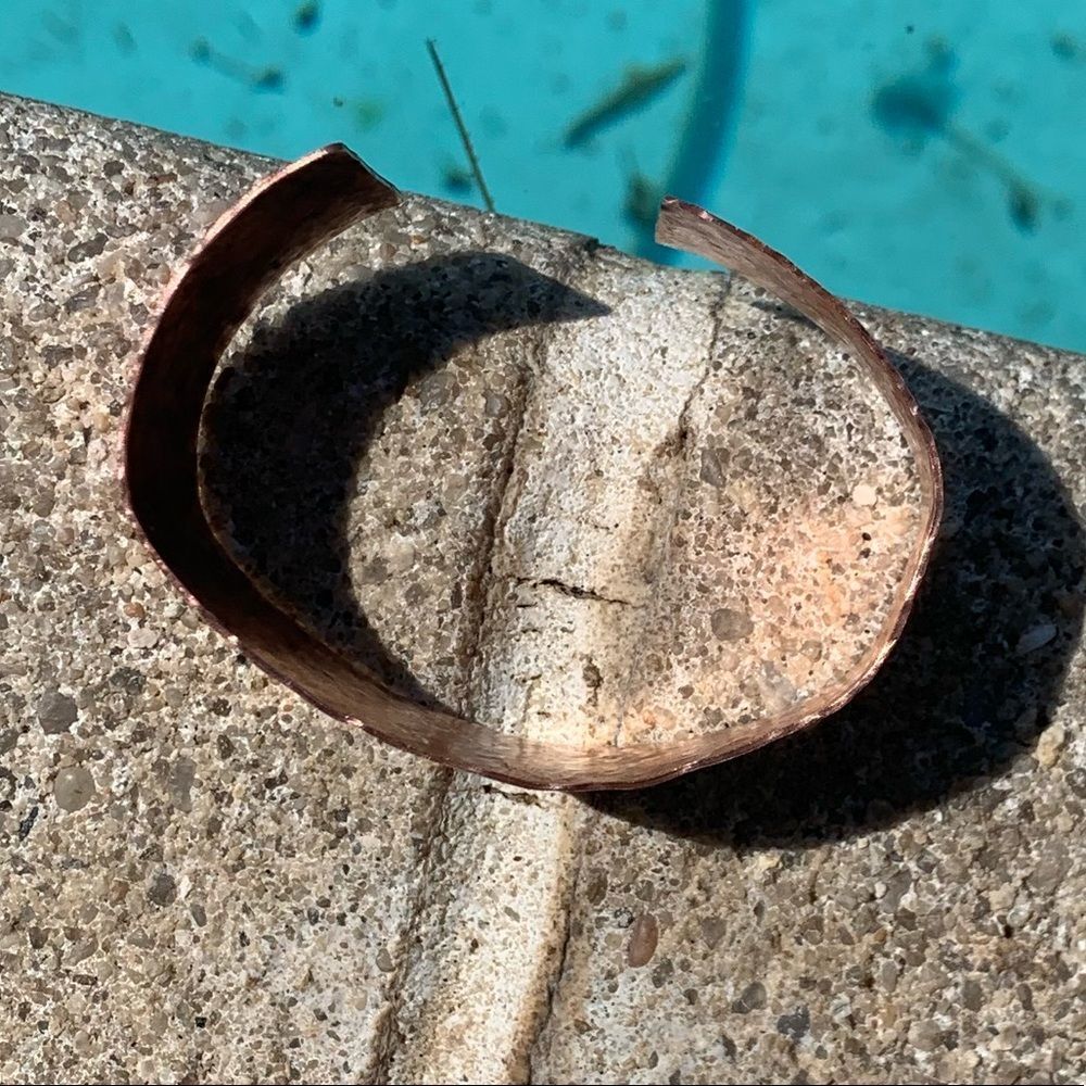 Copper Adjustable Bangle With Hammered Texture - image 8